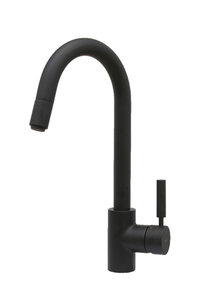 ברז נשלף גבוה למטבח מצב זרימה אחד דגם 1214 שחור מט