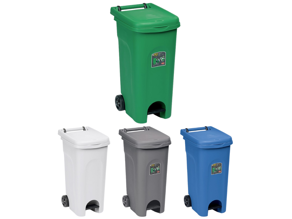 פח דוושה עם גלגלים 80 ליטר Urban Eco System